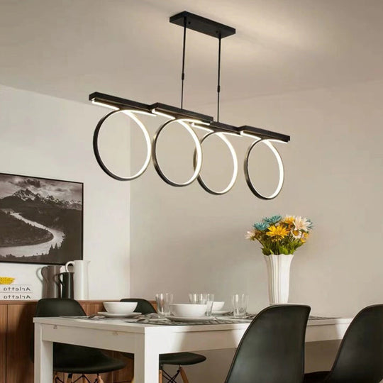 Modern Black/Gold LED Pendant Chandelier - Stylish Metallic Hanging Ceiling Lamp
