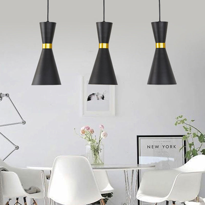 Modern Tapered Pendant Ceiling Lamp in Black/White - Metal, 1 Bulb Suspension Lighting