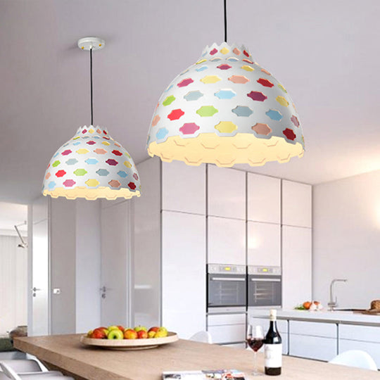 Hemisphere Metal Hanging Pendant Light - Modern 1 Bulb, Multi-Color Ceiling Lighting