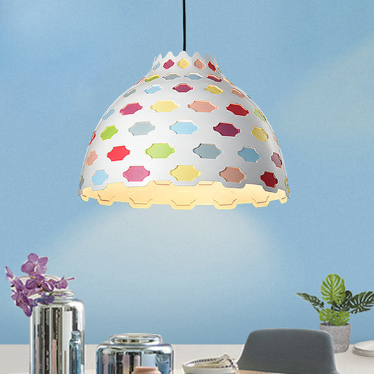 Hemisphere Metal Hanging Pendant Light - Modern 1 Bulb, Multi-Color Ceiling Lighting