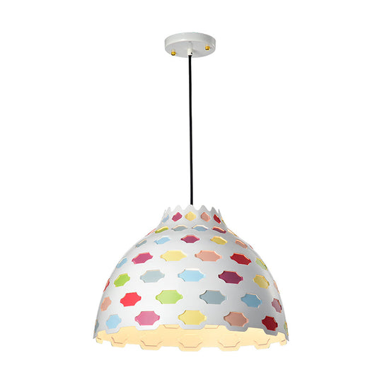 Hemisphere Metal Hanging Pendant Light - Modern 1 Bulb, Multi-Color Ceiling Lighting