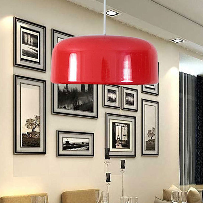 Contemporary Metal Red Hanging Light Fixture - Round Ceiling Lighting, 14"/19"/23.5" Wide