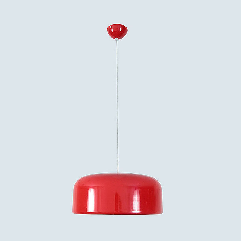Contemporary Metal Red Hanging Light Fixture - Round Ceiling Lighting, 14"/19"/23.5" Wide