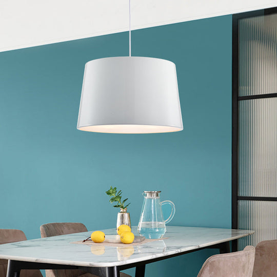 Modern 1-Bulb Black/White Drum Pendant Light with Metal Shade, Hanging Ceiling Lighting