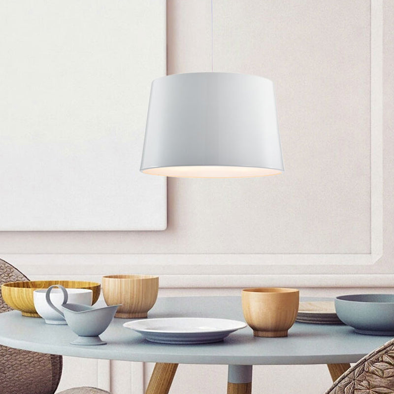 Modern 1-Bulb Black/White Drum Pendant Light with Metal Shade, Hanging Ceiling Lighting