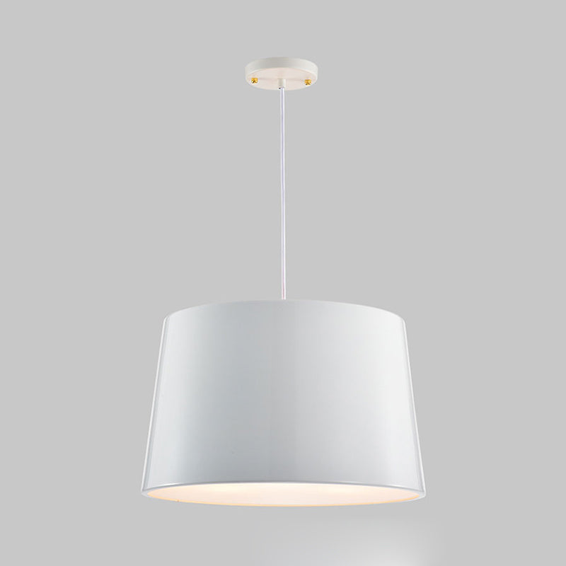 Modern 1-Bulb Black/White Drum Pendant Light with Metal Shade, Hanging Ceiling Lighting