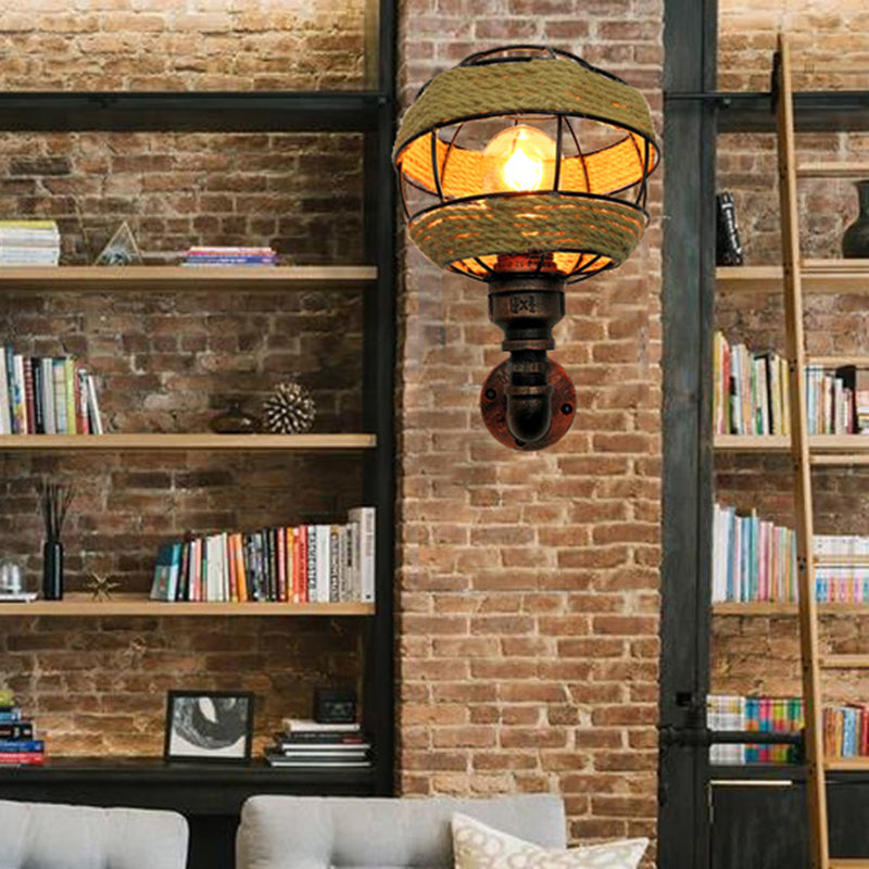 Industrial Metal Sconce with 1 Light in Weathered Copper for Living Room Wall Lighting