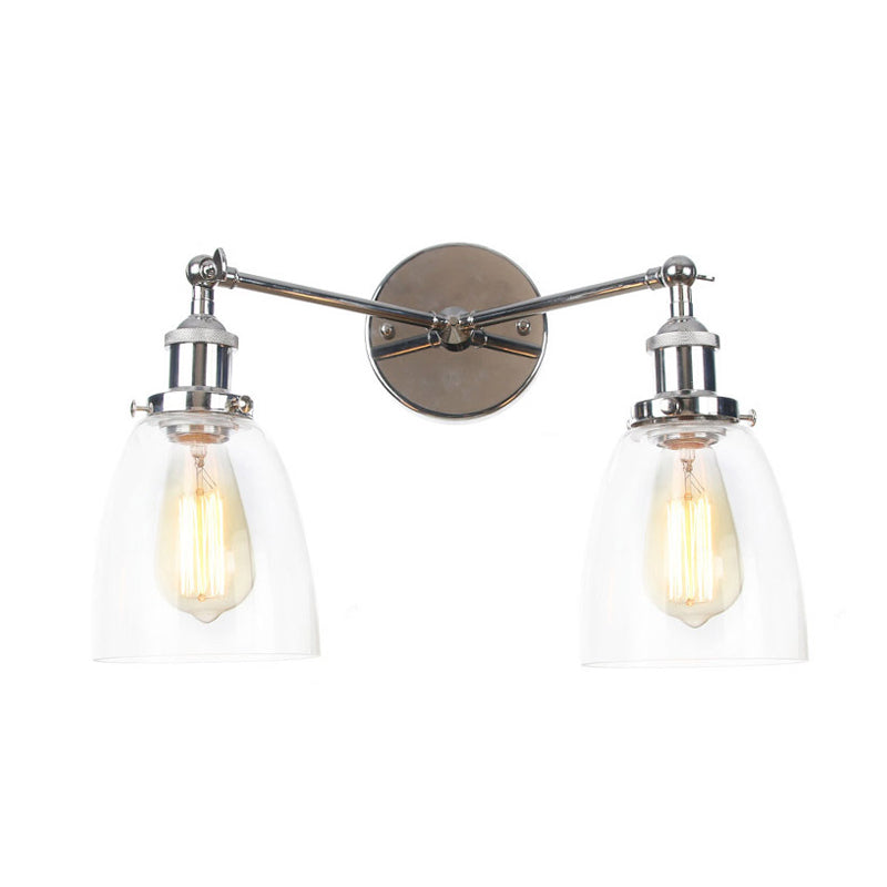 Modern Tapered Glass Wall Lamp - 2-Light Industrial Sconce Lighting in Black/Bronze/Brass