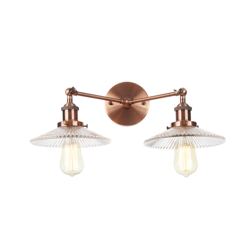 Clear Glass Wall Sconce with 2 Lights in Bronze/Brass/Chrome Finish - Perfect for Indoor Lighting