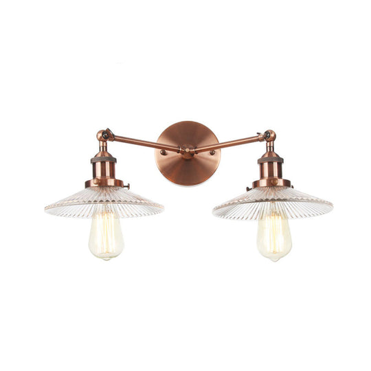 Clear Glass Wall Sconce with 2 Lights in Bronze/Brass/Chrome Finish - Perfect for Indoor Lighting