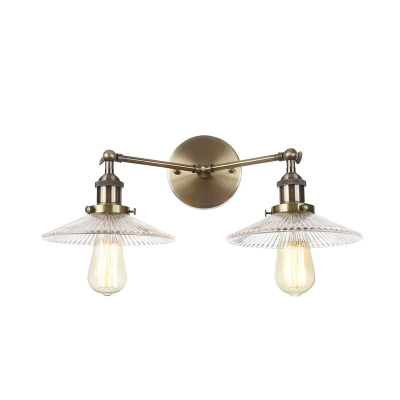 Clear Glass Wall Sconce with 2 Lights in Bronze/Brass/Chrome Finish - Perfect for Indoor Lighting