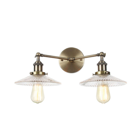 Clear Glass Wall Sconce with 2 Lights in Bronze/Brass/Chrome Finish - Perfect for Indoor Lighting