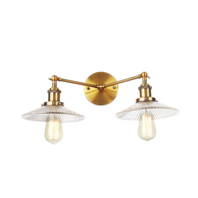 Clear Glass Wall Sconce with 2 Lights in Bronze/Brass/Chrome Finish - Perfect for Indoor Lighting