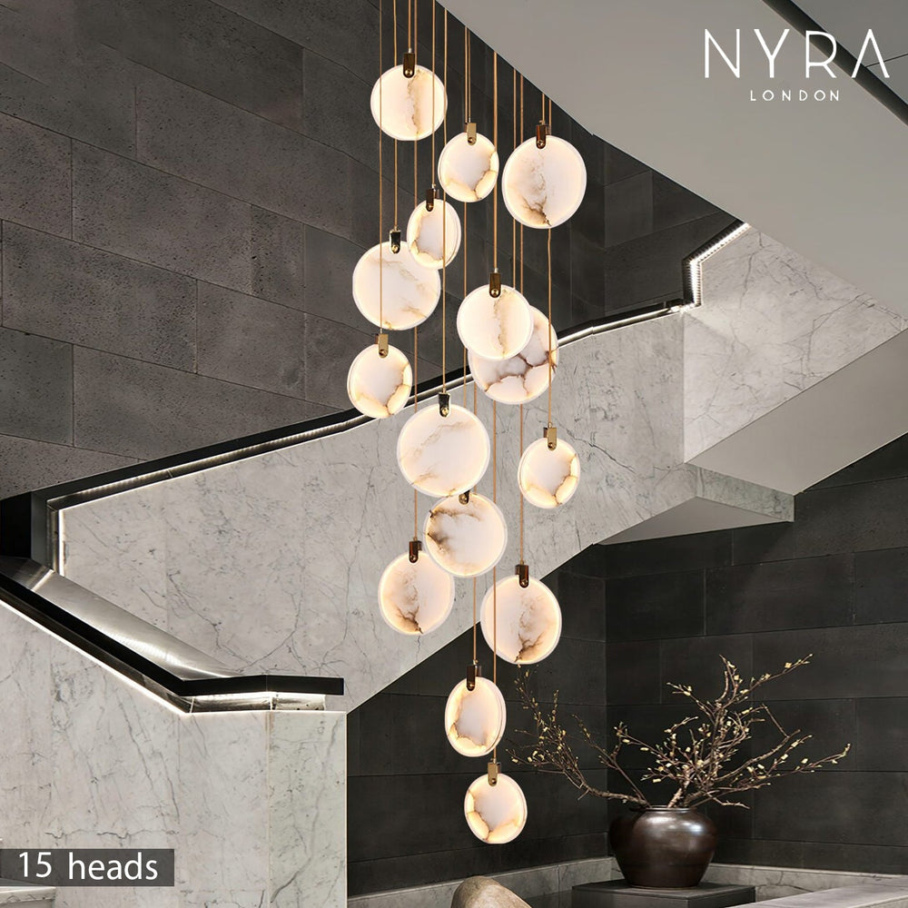 Liana Crystal Modern Marble LED Long Pendant Light - Contemporary Home Lighting