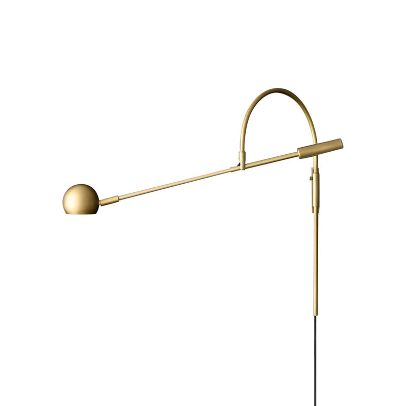 Traditionary Metal 1-Head Sconce Light Fixture for Living Room - Black/Brass/Chrome Ball Wall Lighting