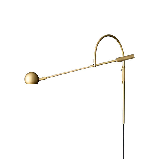 Traditionary Metal 1-Head Sconce Light Fixture for Living Room - Black/Brass/Chrome Ball Wall Lighting