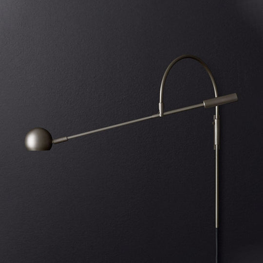 Traditionary Metal 1-Head Sconce Light Fixture for Living Room - Black/Brass/Chrome Ball Wall Lighting