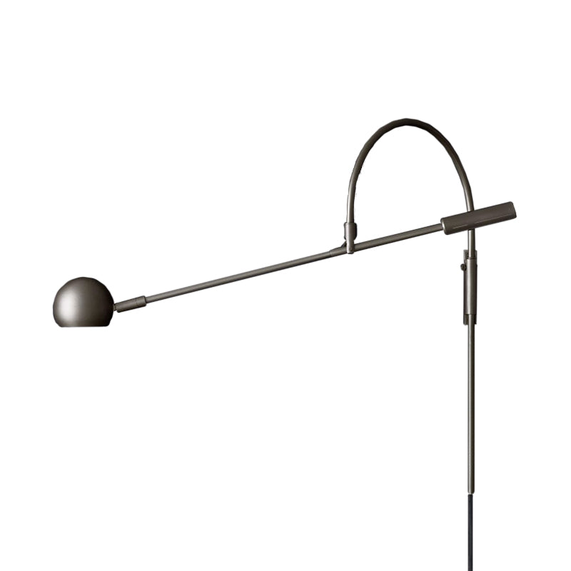 Traditionary Metal 1-Head Sconce Light Fixture for Living Room - Black/Brass/Chrome Ball Wall Lighting