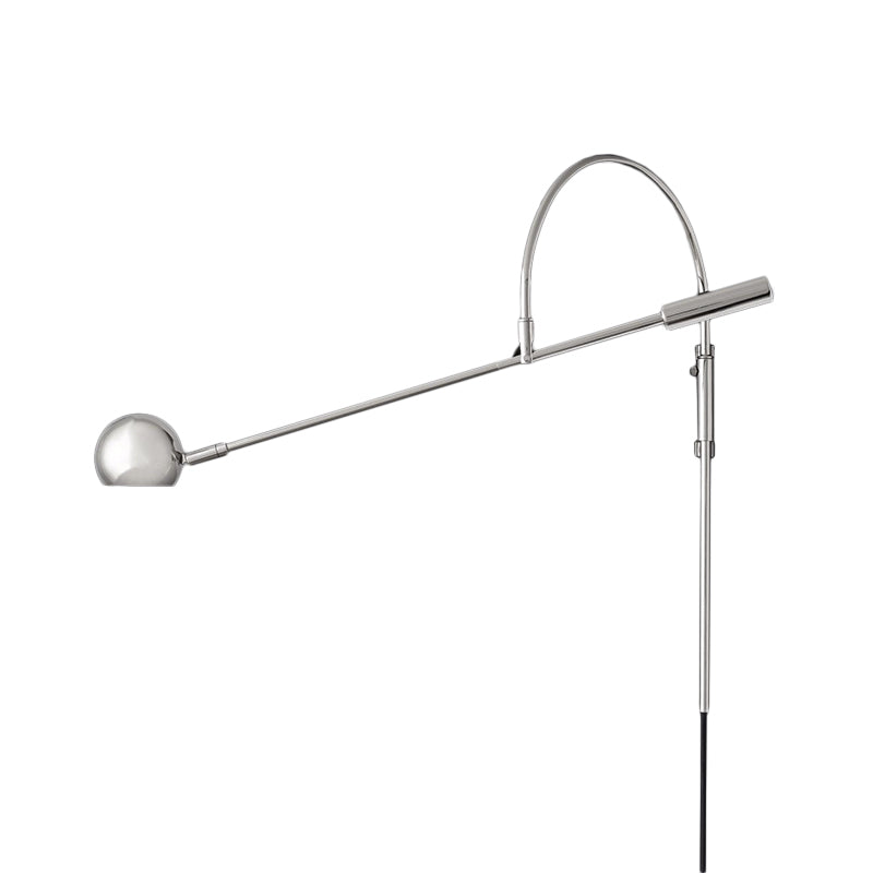 Traditionary Metal 1-Head Sconce Light Fixture for Living Room - Black/Brass/Chrome Ball Wall Lighting