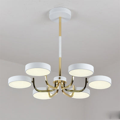 Modern Scandinavian Round Hanging Chandelier - 6-Light Acrylic Pendant Fixture for Living Room