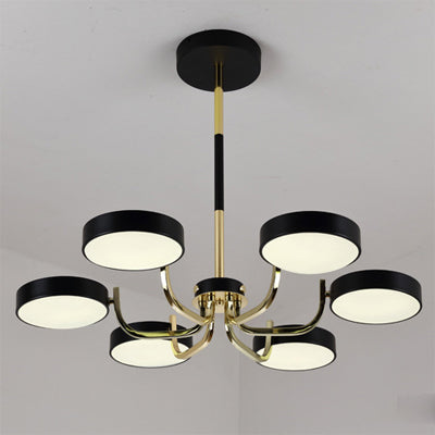 Modern Scandinavian Round Hanging Chandelier - 6-Light Acrylic Pendant Fixture for Living Room
