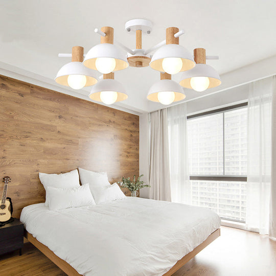 Modern Macaroon Dome Hanging Pendant Light Fixture with 6 Bulbs for Living Room