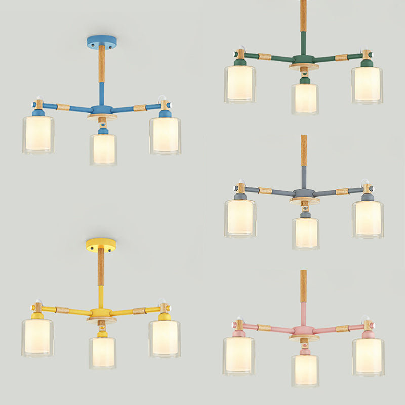 Modern Metal Cylinder Pendant Light Fixture with 3 Lights - Living Room Pendant Lighting