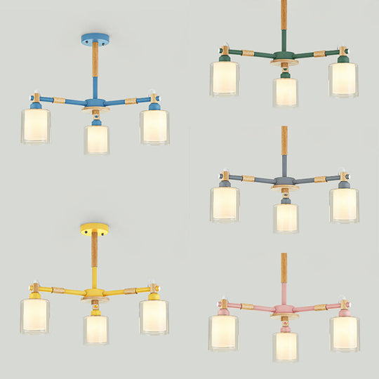 Modern Metal Cylinder Pendant Light Fixture with 3 Lights - Living Room Pendant Lighting