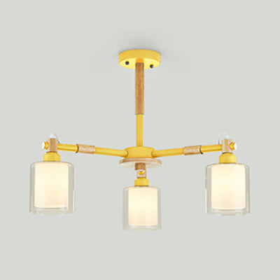 Modern Metal Cylinder Pendant Light Fixture with 3 Lights - Living Room Pendant Lighting