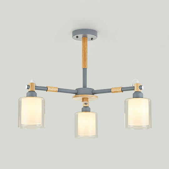 Modern Metal Cylinder Pendant Light Fixture with 3 Lights - Living Room Pendant Lighting