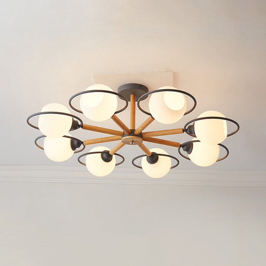 Modern Green Iron Circle Hanging Pendant Light Fixture for Dining Room - 8 Lights