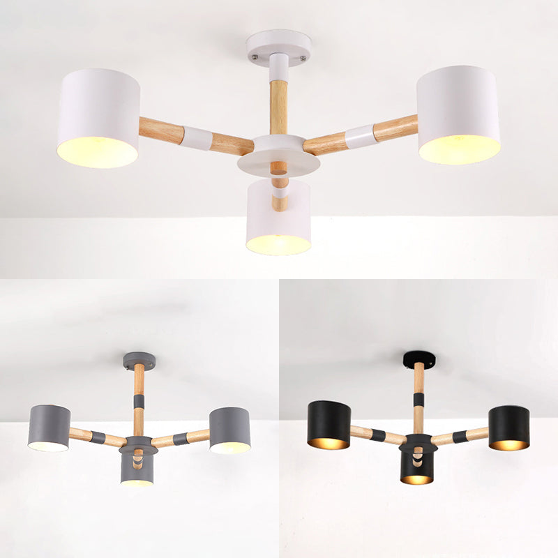 Chic Modern Metal and Wood Hanging Pendant Lights - 3-Light Tapered Shade Design for Dining Room