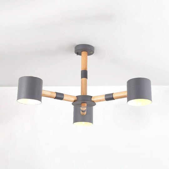 Chic Modern Metal and Wood Hanging Pendant Lights - 3-Light Tapered Shade Design for Dining Room