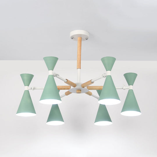 6-Light Scandinavian Hanging Chandelier with Metal Horn Shade for Kid's Bedroom