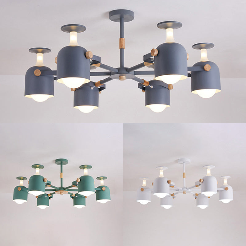 Modern Metal Cylinder Chandelier - 6-Light Hanging Ceiling Lamp for Living Room