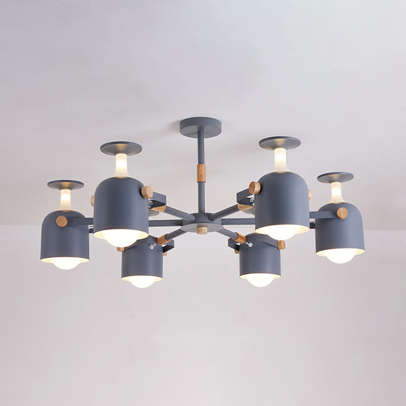Modern Metal Cylinder Chandelier - 6-Light Hanging Ceiling Lamp for Living Room
