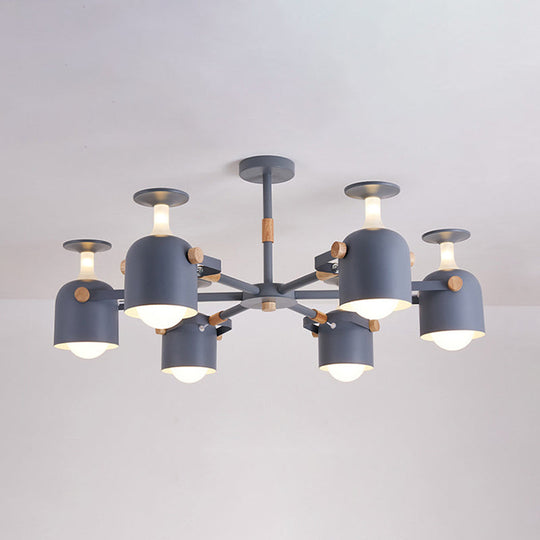 Modern Metal Cylinder Chandelier - 6-Light Hanging Ceiling Lamp for Living Room