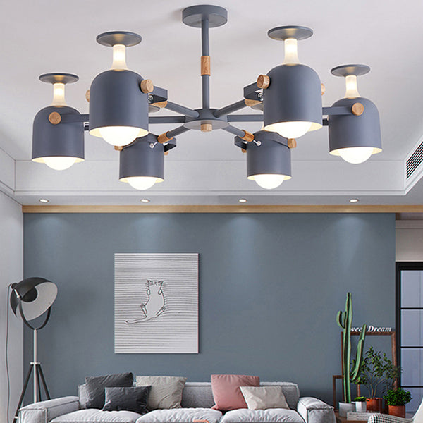 Modern Metal Cylinder Chandelier - 6-Light Hanging Ceiling Lamp for Living Room