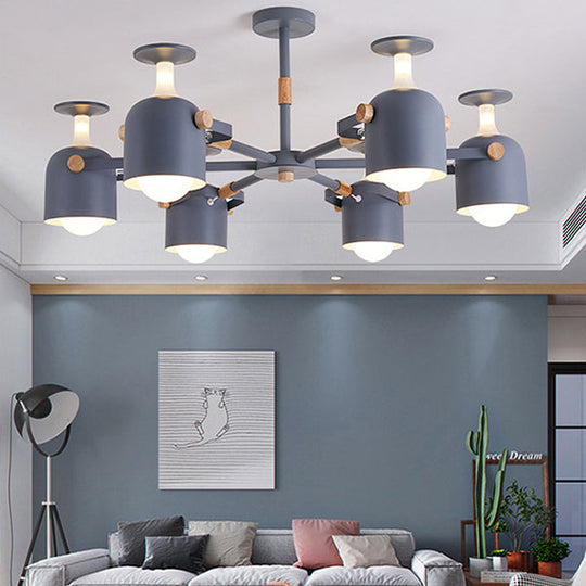 Modern Metal Cylinder Chandelier - 6-Light Hanging Ceiling Lamp for Living Room
