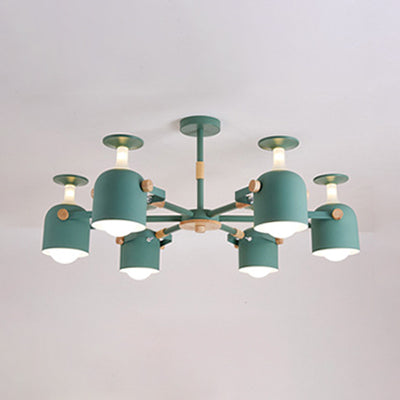 Modern Metal Cylinder Chandelier - 6-Light Hanging Ceiling Lamp for Living Room