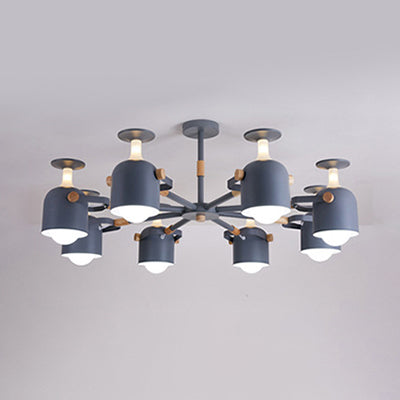 Modern Macaron Chandelier: Bedroom Hanging Lamp with Cup-Shaped Metal Design & 8 Lights