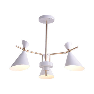 Nordic Horn Hanging Pendant Lamp - 3-Light Metal Fixture for Bedroom