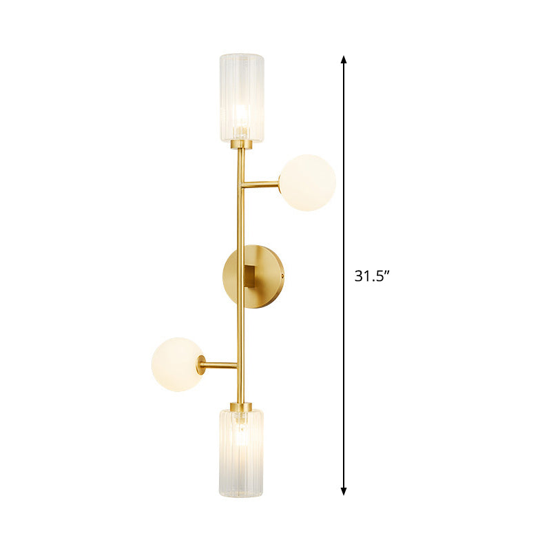 Modern Brass Armed Sconce - 4 Head Metal Wall Light for Dining Room