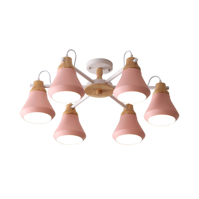 Modern Nordic Metal Chandelier - Pink Pyramid Hanging Lamp Fixture, Ideal for Kindergarten, Multiple Light Options Available