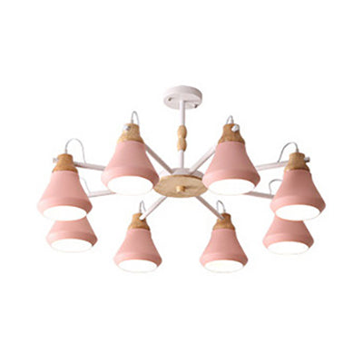 Modern Nordic Metal Chandelier - Pink Pyramid Hanging Lamp Fixture, Ideal for Kindergarten, Multiple Light Options Available