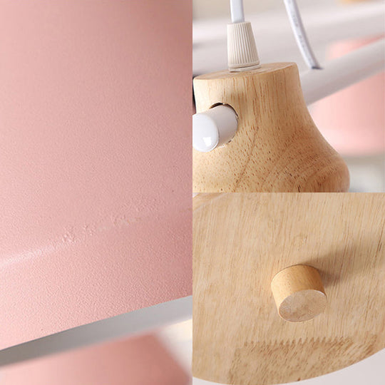 Modern Nordic Metal Chandelier - Pink Pyramid Hanging Lamp Fixture, Ideal for Kindergarten, Multiple Light Options Available