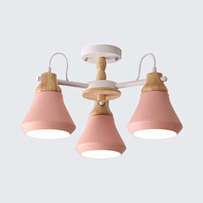 Modern Nordic Metal Chandelier - Pink Pyramid Hanging Lamp Fixture, Ideal for Kindergarten, Multiple Light Options Available