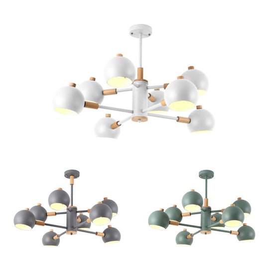 Scandinavian Metal Dome Hanging Chandelier - 2-Tier, 8 Lights - Ideal for Living Room and Shop