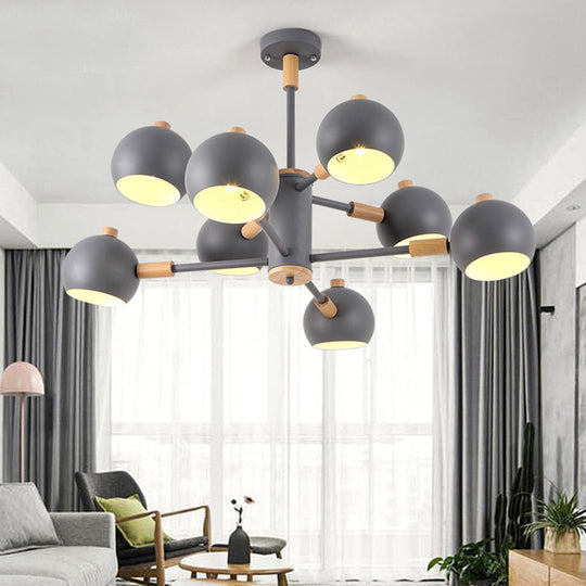 Scandinavian Metal Dome Hanging Chandelier - 2-Tier, 8 Lights - Ideal for Living Room and Shop