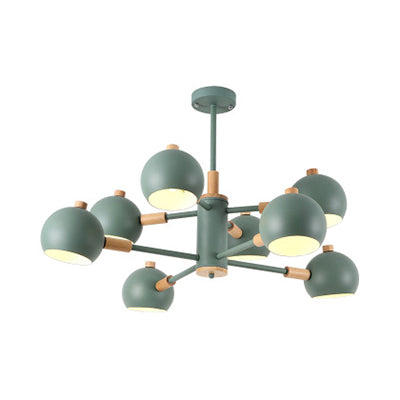 Scandinavian Metal Dome Hanging Chandelier - 2-Tier, 8 Lights - Ideal for Living Room and Shop